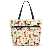 Onperpoe Dachshund Gifts Tote Bag Waterproof 40 x 35 cm Bag with Zip & Inner Pocket, Versatile Work Shopper Bag Women's Dachshund Gift for Dachshund Lovers, Office & Shopping