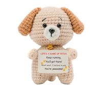 Onperpoe Emotional Support Gift, Handmade Crochet Positive Dog with Inspirational Card, Cute Positive Crochet Animals for Family, Friends, Teachers, Graduates