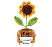 Onperpoe Emotional Support Plant, Handmade Positive Crochet Sunflower with Encouragement Card, Funny Crochet Plant Emotional Support Gift for Party Decorations