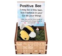 Onperpoe Funny Positive Bee, Cute Mini Crochet Bee with Milk Bottle and Encouragement Card, Handmade Knitted Emotional Support Gift for Women Men Birthday Gift Party Decoration(Bee)