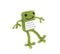 Onperpoe Funny Positive Frog, Handmade Crochet Frogs with Encouragement Card, Cute Positive Crochet Animals Emotional Support Gift for Family Friends Home Decoration