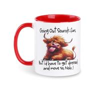 Onperpoe Highland Cow Mug Gifts, Going Out Sound Fun, But I'd Have to get Dressed and Move so, Funny Highland Cow Gifts for Women Men Ceramic Coffe Cup 330ml