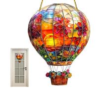 Onperpoe Hot Air Balloon Solar Garden Light Decoration Sun Catcher Hanging Acrylic Solar-Powered Multicolor Outdoor Garden Lights Decor for Outside Window Home