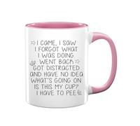 Onperpoe I Came I Saw I Forgot Mug, Novelty Gift for Mum Dad Friend Brother Sister Grandparents, 11 oz Funny Quotes Coffee Mugs Funny Birthday Gifts for Women Men Weird Ceramic Mug Pink