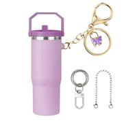 Onperpoe Mini Tumbler Keychain Purple Accessories for Stanley Cup, Cute Stanley Charms with Butterfly Pendant, Fashion Tumbler Keyrings for Women Girls Handbag Backpack Purse