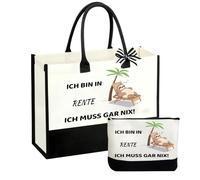 Onperpoe Pack of 2 Retirement Gift Women Carry Bag with Cosmetic Bag, Farewell Gift Colleagues Canvas Shopping Bag, Make Up Bag, Retirement Gift Set Gifts for Colleague, Retiree