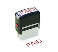 Onperpoe Paid Self Inking Rubber Stamp - Refillable Red Ink, 11x35mm Bold Text, Pre-Inked for Business Office Work Documents, Notice Message Cards (Black)