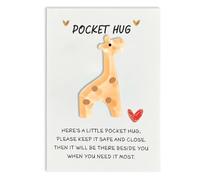 Onperpoe Pocket Hug Positive Giraffe Mini Pockets Hugging Giraffe with Encouraging Greeting Card Emotional Support Animal Courage Gifts Get Well Gift Lucky Charm Exam Gift