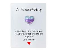 Onperpoe Pocket Hug with Card Purple Resin Heart Token Friendship Gifts for Women Thinking of You Gifts Good Luck Gifts Long Distance Relationship Gifts for Best Friend Boyfriend Girlfriend