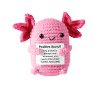 Onperpoe Positive Axolotl Crochet, Mini Handmade Axolotl Gifts with Encouragement Card, Uplifting Cute Emotional Support Gift for Family Friends Home Desk Decoration, Pink