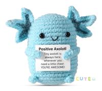 Onperpoe Positive Axolotl Crochet, Mini Handmade Axolotl Gifts with Encouragement Card, Uplifting Cute Emotional Support Gift for Family Friends Home Desk Decoration