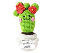 Onperpoe Positive Cactus Crochet, Handmade Knitted Emotional Support Plant with Encouragement Card, Cute Emotional Support Gift Cactus Gifts for Home Desktop Decoration