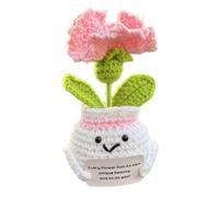 Onperpoe Positive Crochet Flowers, Positive Carnation Pink Artificial Flowers, Knitted Flowers with Affirmation Card Emotional Support Crochet, Emotional Support Gift for Women Mum Friend Her