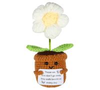 Onperpoe Positive Crochet Flowers, Sympathy Gift, Handmade Emotional Support Plant with Card, Bereavement Gifts for Friends, Relatives, Coworkers