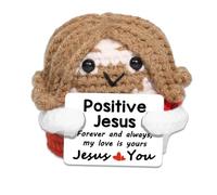 Onperpoe Positive Jesus, Handmade Mini Jesus Figure, Religious Christian Gift, Inspirational Bible Verse Gifts, Mini Doll for Easter, Christmas Party Decoration, Encouraging Gift