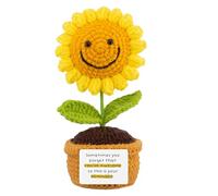 Onperpoe Positive Sunflower Gift for Women, Emotional Support Plant, Mini Crochet Sunflower Doll with Encourage Card 16x8x6cm (F)