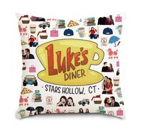Onperpoe Stars Hollow Cushion Cover 45 x 45 cm, Luke's Diner Design Cotton Sofa Cushion with Coffee Cup Motif, Cushion Cover for Couch Cushion, Living Room Decoration, Gilmore Inspired Pillow