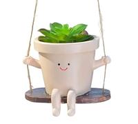 Onperpoe Swing Face Plant Pot, Hanging Resin Planter with Smiling Face, Unique Succulent Plant Pots Indoor Flower Pot for Indoor and Outdoor Hanging Plant Pots, Cute Plant Gifts for Plant Lovers
