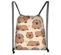 Onperpoe Water Pig Gym Bag, Sports Bag Capybar Pattern with Drawstring, Gym Bag Children, Sports Bag, Gift Idea for Boys and Girls, School Enrolment, Sports, Toy Bag, Capybara Backpack Bag Figures