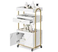 ONPNO 3-Tier Storage Trolley for Salon, Rolling Utility Cabinet with Wheels for Kitchen, Mobile Organizer Cart for Beauty, Bathroom, Bedroom