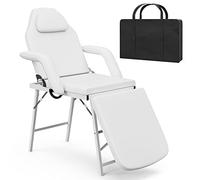 ONPNO Foldable Beauty Bed, Salon Tattoo Chair for Facial, Adjustable Massage Table with Storage Bag for Facial, Spa, Lash, White