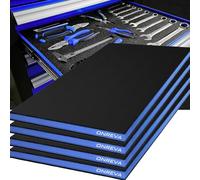 ONREVA Tool Box Foam 16x12x1 inch 4Pack, Foam Inserts for Cases, Polyethylene Storage Sheets for Toolbox Hard Case, Tool Shadow Insert, Kaizen Organizer Sheet, Black with Blue