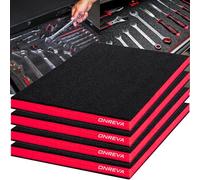ONREVA Tool Box Foam 16x12x1 inch 4Pack, Foam Inserts for Cases, Polyethylene Storage Sheets for Toolbox Hard Case, Tool Shadow Insert, Kaizen Organizer Sheet, Black with Red