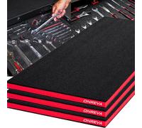 ONREVA Tool Box Foam 20x16x1 inch 3Pack, Foam Inserts for Cases, Polyethylene Storage Sheets for Toolbox Hard Case, Tool Shadow Insert, Kaizen Organizer Sheet, Black with Red