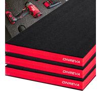 ONREVA Tool Box Foam 22x20x2 inch 3Pack, Foam Inserts for Cases, Polyethylene Storage Sheets for Toolbox Hard Case, Tool Shadow Insert, Kaizen Organizer Sheet, Black with Red
