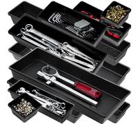 ONREVA Tool Box Organizer Tray Divider Set, Extra Large Toolbox Trays, Tool Box Organizers and Storage Kit, Rolling Tool Chest Drawer Bins, Hardware Screwdrivers Pliers Organization, 12pcs, NS12PCBLK