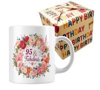 ONRRI 11 oz Ceramic Mug with Floral Wreath Design, Printed on Both Sides, Microwave & Dishwasher Safe, Gift-Ready for 95th Birthday Celebration, 1931
