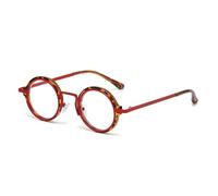 Onrtry Fashion Small Round Blue Light Blocking Glasses for Women Men Metal Frame Eyewear Glasses, A4 Tortoise&red Frame, M