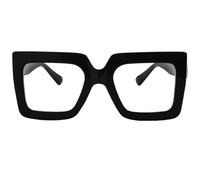 Onrtry Oversized Square Blue Light Glasses for Women Men Thick Frame Big Computer Eyewear Non-Prescription Eyeglasses, A1 Bright Black Frame, Medium