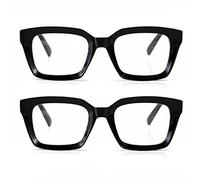 Onrtry Thick Square Frame Glasses for Women Men Non-prescription Clear Lens Eyeglasses, A2 Bright Black+bright Black, M