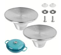OnrySxn Dutch Oven Knob, 2 Pack Stainless Steel Pot Lid Knob for Cast Iron Dutch Ovens Heat Proof General Replacement Enameled Cast Handle Compatible with Le Creuset/Aldi/Lodge and More (Silver)