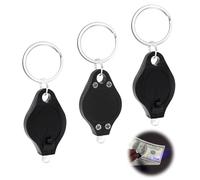 OnrySxn UV Money Keyring, 3Pcs Mini Keychain Torches Note Flashlight Pocket Portable Detector Watermark Blacklight UV Light with Black Shell for Detecting Counterfeit Paper Notes
