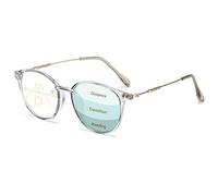 OnSaya Vintage Progressive Multifocal Reading Glasses Women Men Round Blue Light Blocking Eyeglasses Magnifying UV400 Outdoor Computer Reader (Color : Grey(multifocal), Size : 2.0 x)