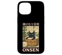 Onsen Japanese Traditional Culture Funny Cat Vintage Art Case for iPhone 15