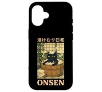 Onsen Japanese Traditional Culture Funny Cat Vintage Art Case for iPhone 16