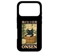 Onsen Japanese Traditional Culture Funny Cat Vintage Art Case for iPhone 17 Pro