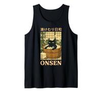 Onsen Japanese Traditional Culture Funny Cat Vintage Art Tank Top
