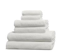 ONSEN Terry Cotton Towels (White, Full Set) - Quick Dry Towels with Cotton Plush Weave - Lighweight & Space Saving Design