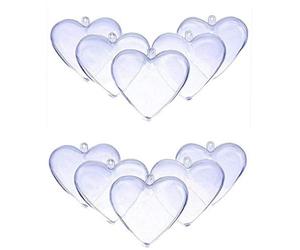 Onsinic 10pcs Heart-shaped Fillable Ball Clear Plastic Acrylic Fillable Transparent Ball Ornament Gift Present Christmas Decor