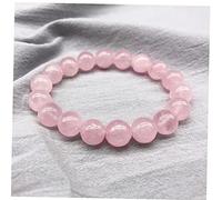 Onsinic 1pc Beads Bracelet Pink Rose Powder Crystal Natural Stone Streche with Elastic Cord Gift for Lovers
