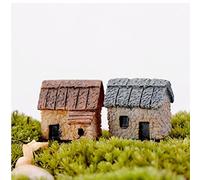 Onsinic 4pcs/set Mini Village Stone Houses Miniature Gardening Ornaments Landscape Micro Garden Decor