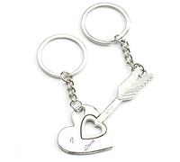Onsinic Stonges Heart-shaped Cupid Arrows a Pair of Key Rings Couple Key Ring Key Chain Valentine's Day Wedding Favors Gifts
