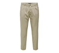 Onsleo Crop Linen Mix Pant, male, ONLY & SONS, Chinos, Beige, W36 L32, Trousers W36 L32