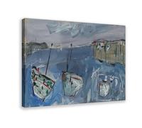 Onslow Sykes (1953-2017) - Framed Contemporary Oil, Newlyn Boats Original Vintage Antique Artwork Canvas Art Poster And Wall Art Picture Print Modern Family Bedroom Decor Posters 16x24inch(40x60cm)