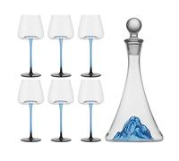 ONSMO 520 Ml Red Wine Glasses Set - Lead-Free Crystal Glass, Red Wine Glass for Burgundy with Blue Stem and Black Base, Highball Glass for Weddings, Parties, Bars, 1150 Blue Wine Cooler