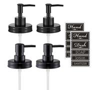 Onsogi Regular Mouth Plastic Mason Jar Soap Dispenser Pumps and Lids- Rust-Proof Mason Jar Accessories Rustic Farmhouse Kitchen Counter Top Bathroom Decor and Organization - 4 Pack